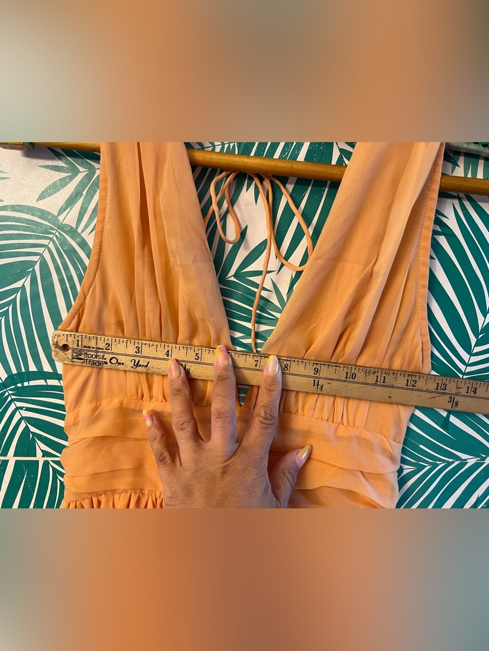 Abercrombie & Fitch Orange plunge mini dress pleated waist & flowing skirt sz XS - Picture 9 of 11